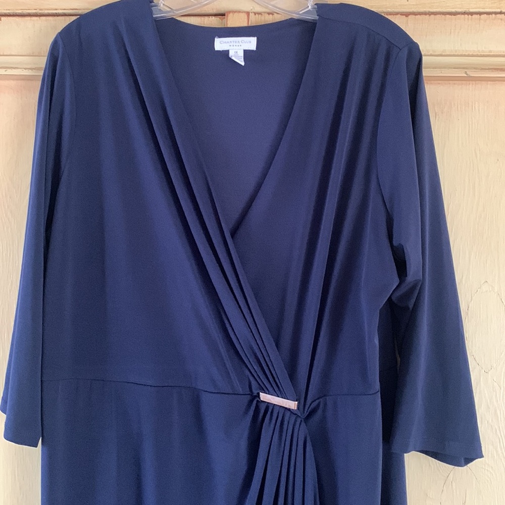 Faux wrap dress size 1X. Navy blue. By Charter Club.